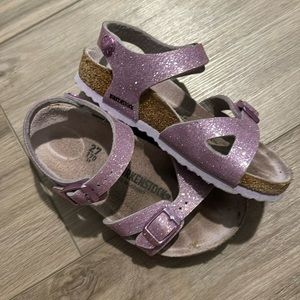Girls purple sparkle Birkenstock sandals 27
